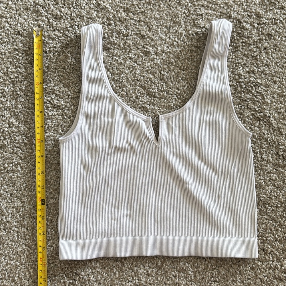 White Ribbed Crop Top - Picture 3 of 4